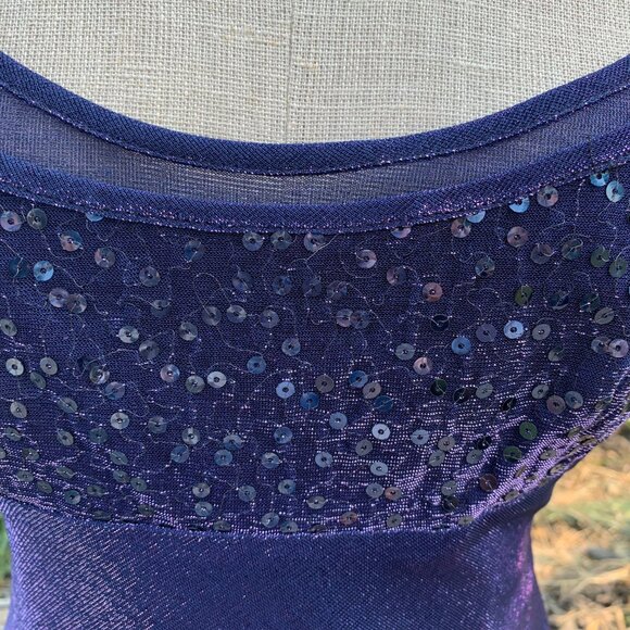 Vintage 90s Y2K Morgan & Co Purple Iridescent Maxi Prom Dress Evening Gown - Picture 3 of 16